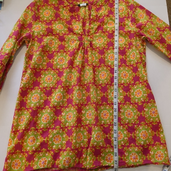 J Crew Women's Floral Tunic Pink And Green Top , Size M - Picture 4 of 7